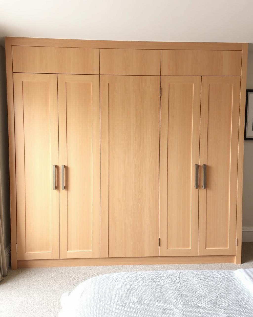 Custom built-in wooden bedroom wardrobes
