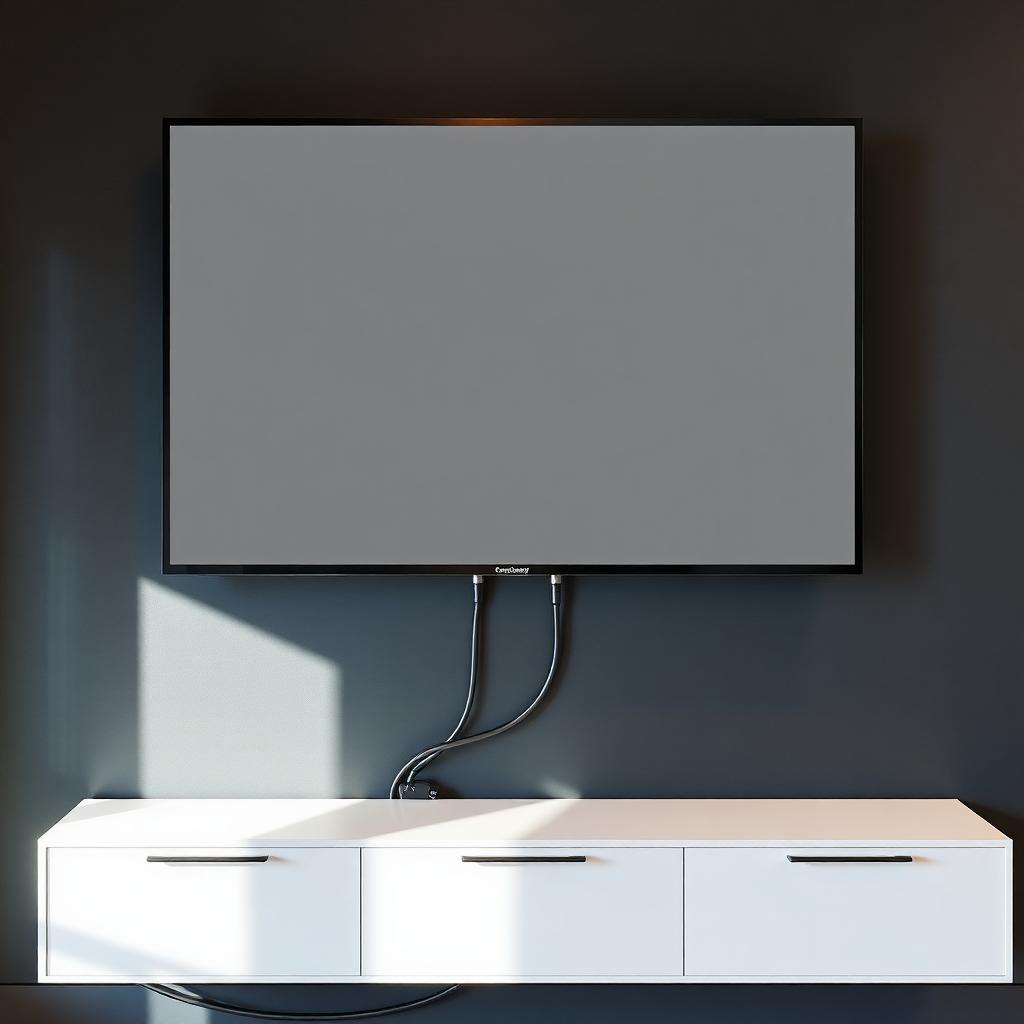 Flat screen TV wall mounted with hidden cables